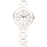 Full view of Chanel unisex white watch