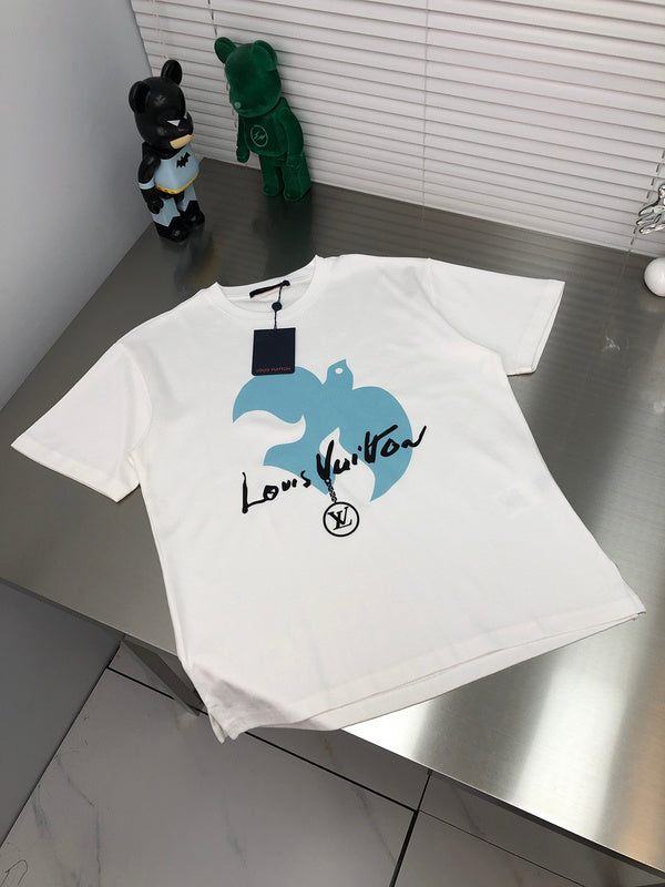Front view of Louis Vuitton cotton t-shirt with label-forward styling