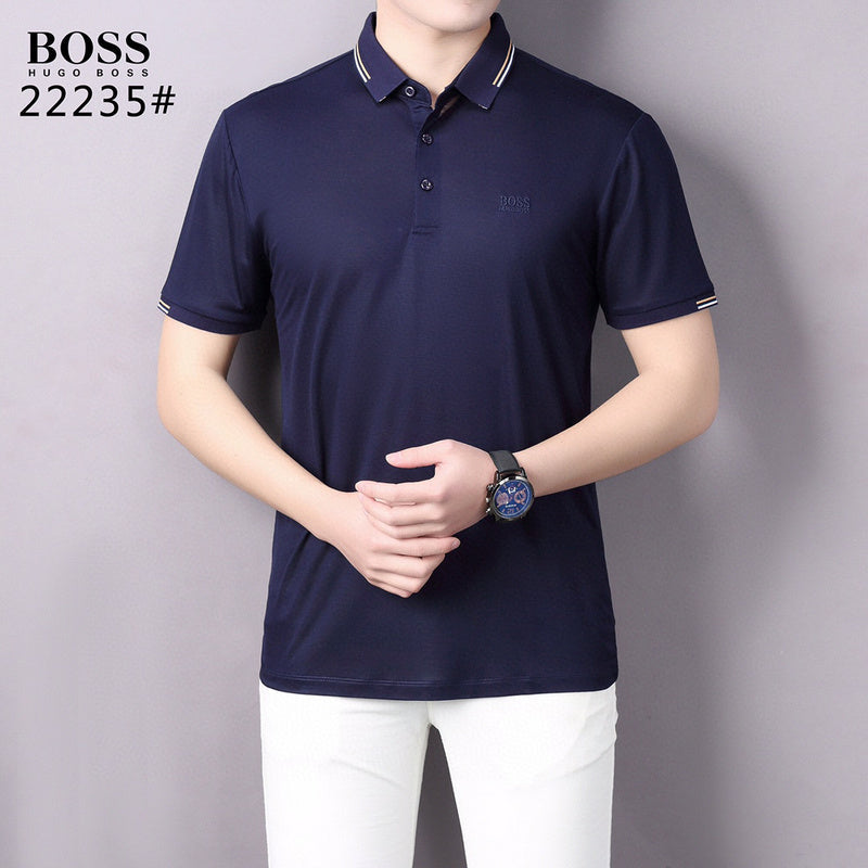 Back view of Polo cotton polo shirt with logo-detail design