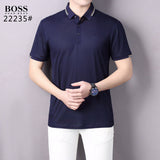 Back view of Polo cotton polo shirt with logo-detail design