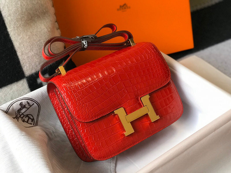 Side view of polished structured handbag