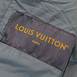 Close-up detail shot of Louis Vuitton luxury clothing with logo-detail design