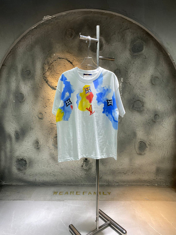 Front view of Louis Vuitton cotton t-shirt with runway-inspired design