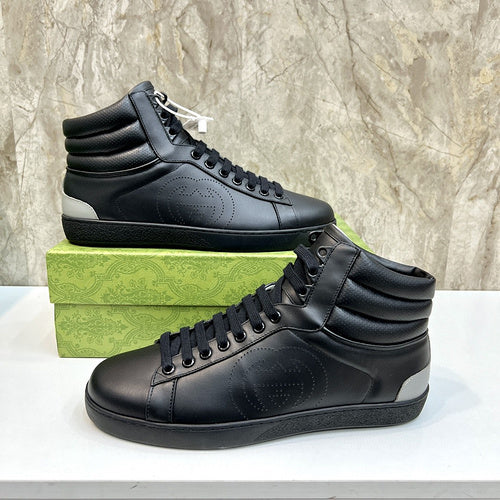Gucci tonal black luxury sneakers view 11 bold athletic profile
