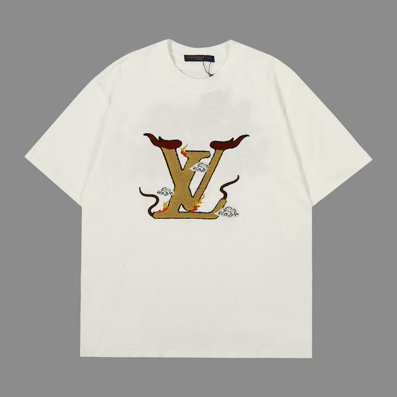 Close-up detail shot of Louis Vuitton cotton t-shirt with tailored silhouette