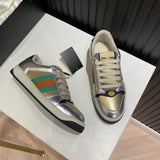 Side profile of Gucci clean off-white sneakers bold athletic profile