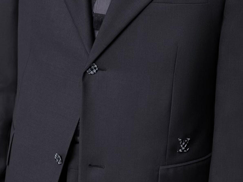 Front view of Louis Vuitton luxury clothing with contemporary cut