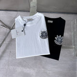 Side profile of Moncler luxury clothing with signature branding