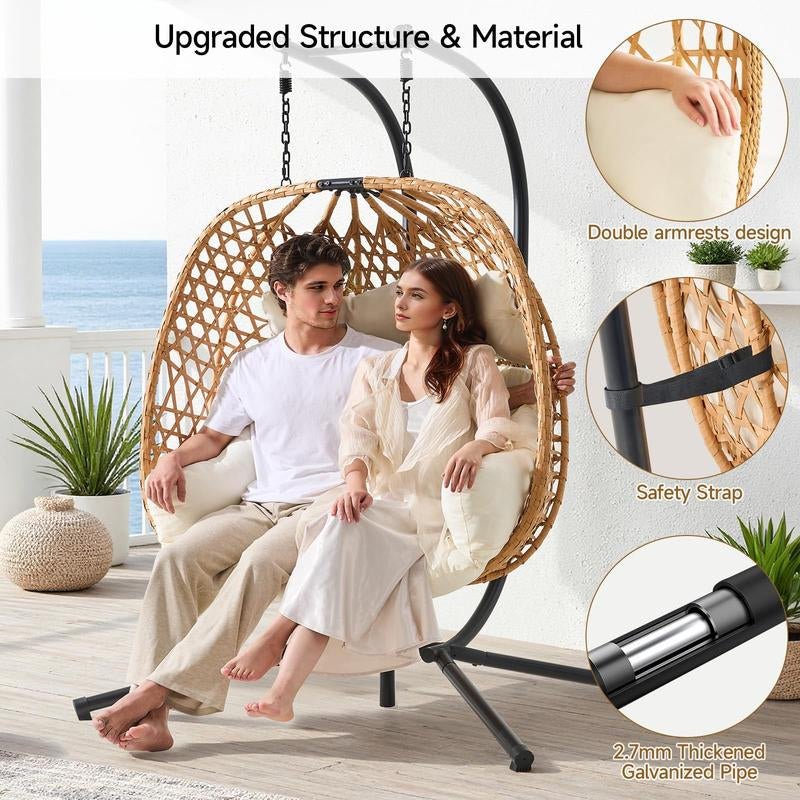ONBRILL Double Hanging Egg Chair with Stand