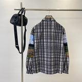 Side profile of Louis Vuitton luxury clothing with signature branding
