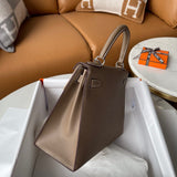 Understated bag shown from front angle