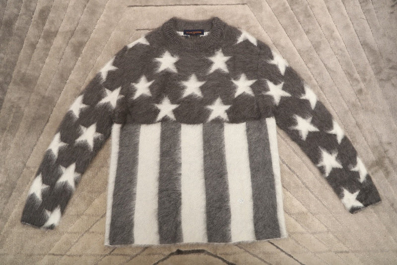 Back view of Louis Vuitton luxury clothing with logo-detail design
