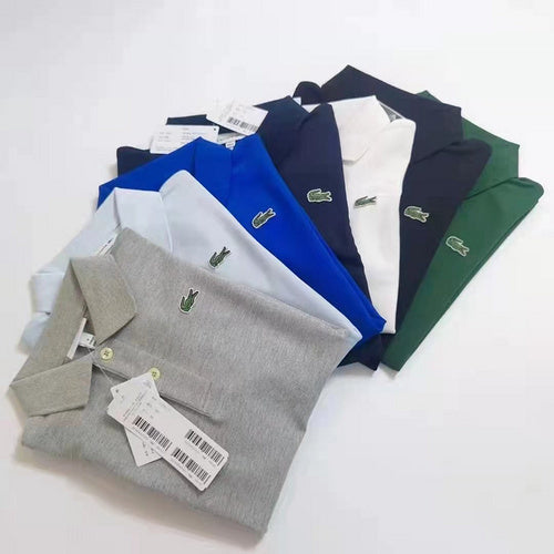 Front view of Lacoste luxury clothing with signature branding