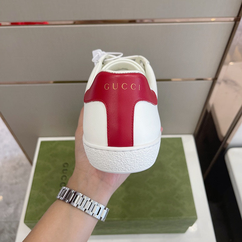 Gucci two-tone luxury sneakers view 5 signature lace-up style