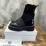 Givenchy Chocolate Brown Combat Boots - Front View