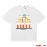 Flat lay presentation of Rhude luxury clothing with relaxed-fit cut