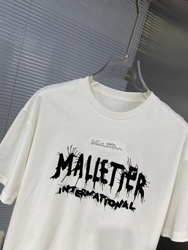 Close-up detail shot of Louis Vuitton cotton t-shirt with streetwear-inspired cut