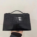 Side view of timeless structured handbag