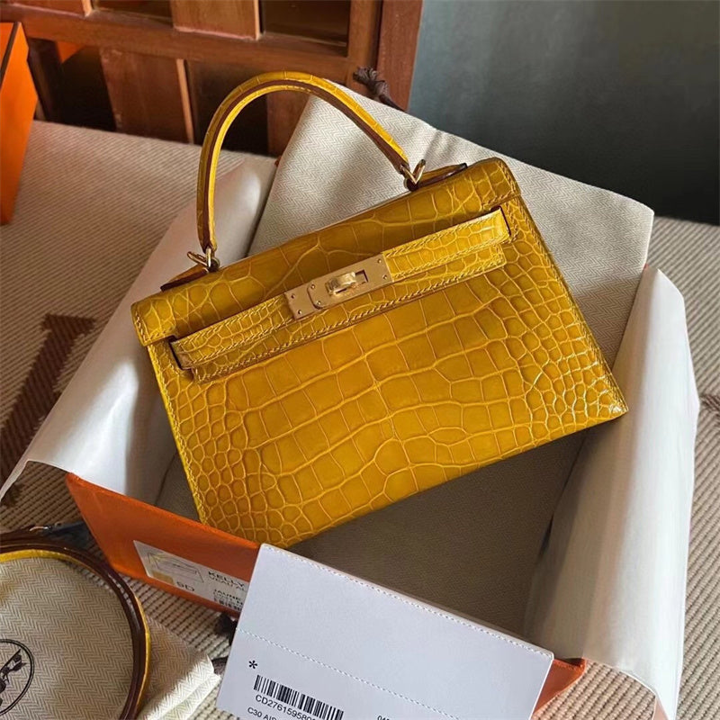 Side view of tailored structured handbag