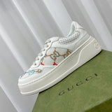Gucci neutral cream luxury sneakers view 4 breathable knit upper