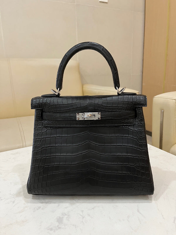 Sleek bag shown from front angle