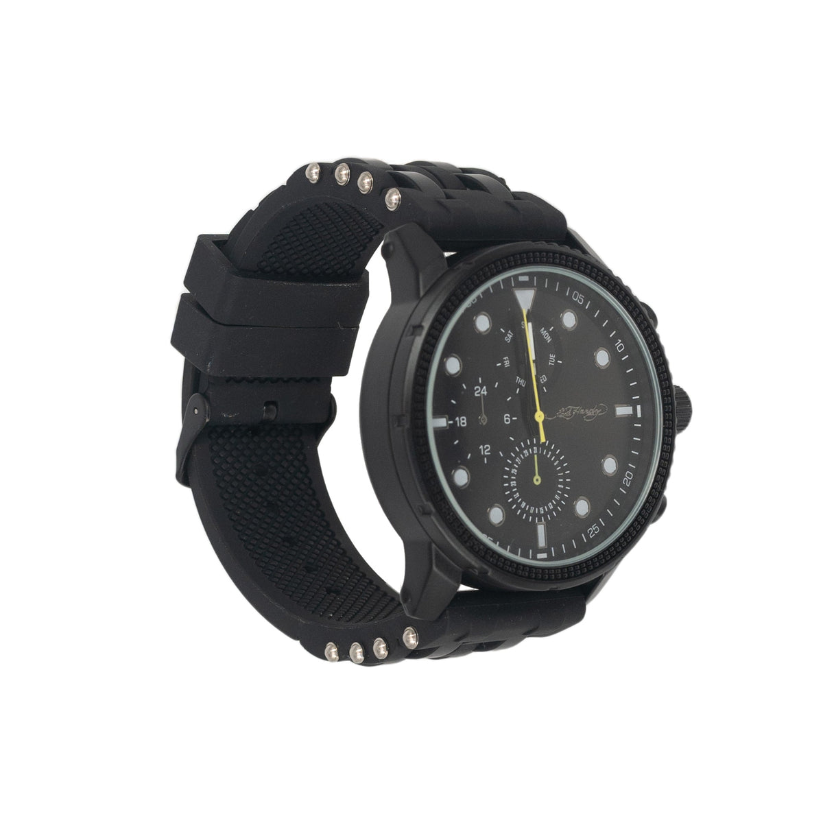 Front view of Ed Hardy men's black watch