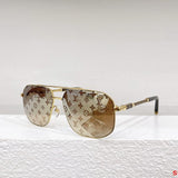 Close-up detail view of Louis Vuitton unisex sunglasses