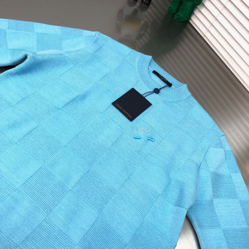Side profile of Louis Vuitton luxury clothing with monogram-inspired silhouette