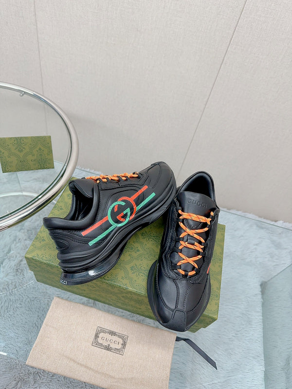 Gucci all-black luxury sneakers view 4 heritage-inspired look