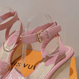 Louis Vuitton Burgundy Platform Heels - Close-Up Texture View