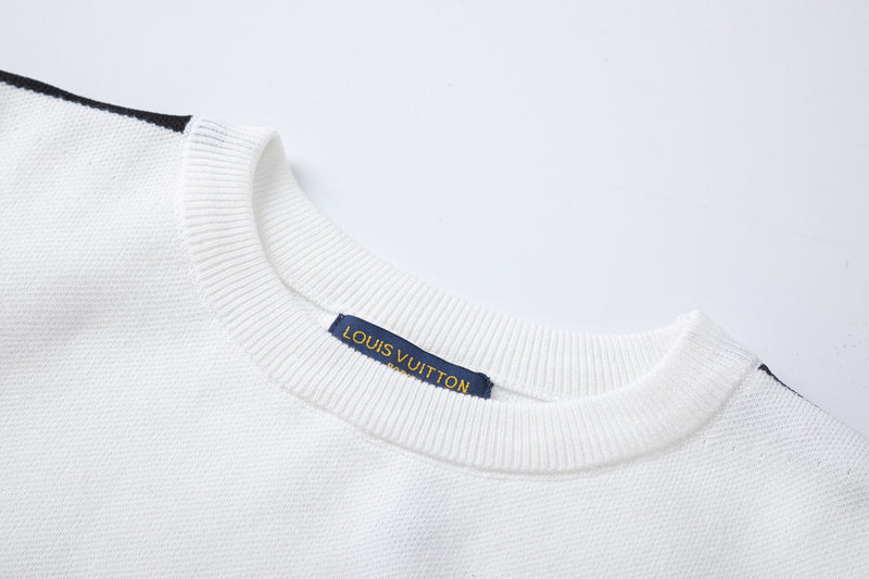 Close-up detail shot of Louis Vuitton luxury clothing with runway-inspired design