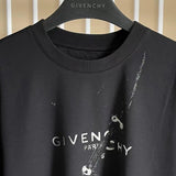 Close-up detail shot of Givenchy luxury clothing with logo-detail design