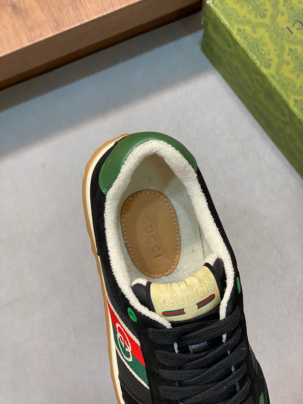 Gucci neutral cream luxury sneakers view 7 breathable knit upper