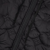 Close-up detail shot of Louis Vuitton luxury clothing with monogram-inspired silhouette