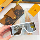 Close-up detail view of Louis Vuitton unisex sunglasses