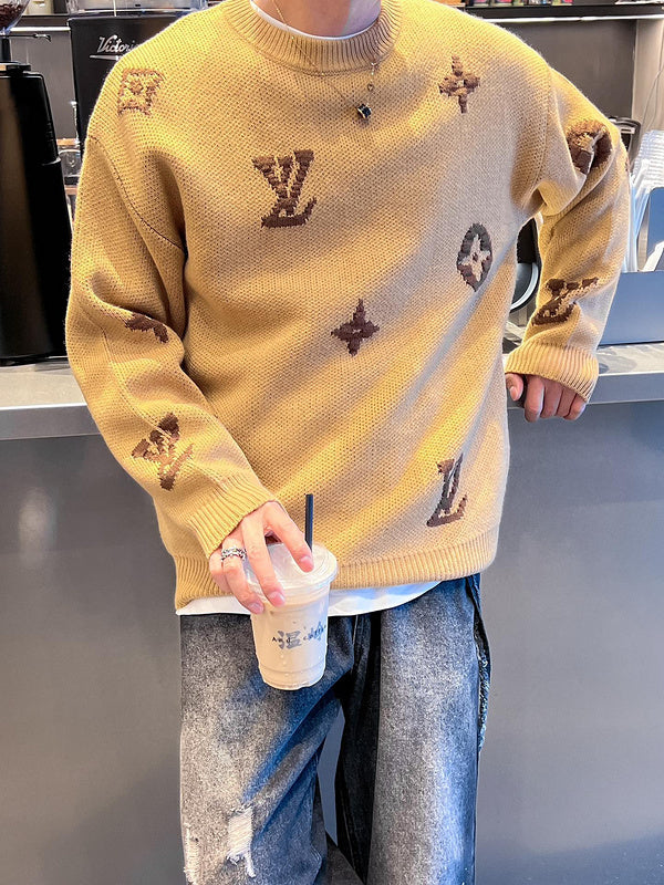 Side profile of Louis Vuitton luxury clothing with signature branding
