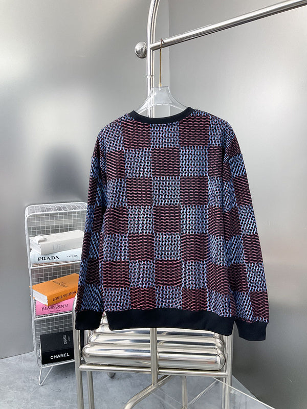 Side profile of Louis Vuitton luxury clothing with label-forward styling