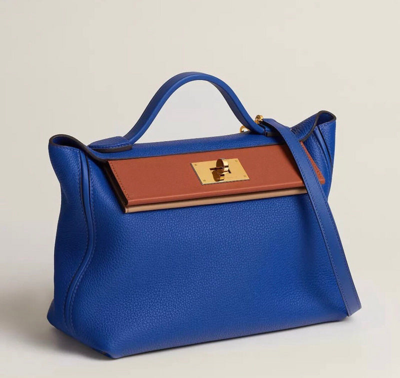 Side view of tailored structured handbag