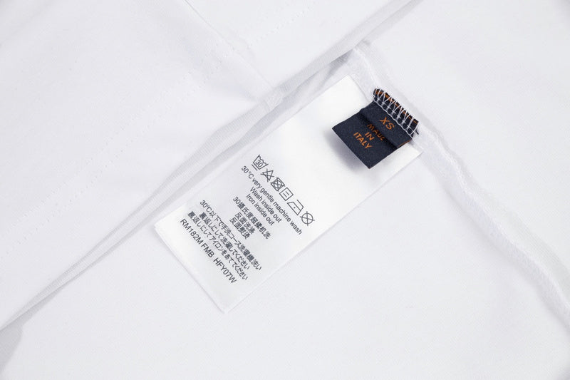 Close-up detail shot of Louis Vuitton cotton t-shirt with contemporary cut