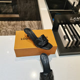 Louis Vuitton Grey Platform Heels - Detail Shot of Craftsmanship
