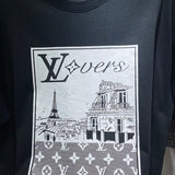 Flat lay presentation of Louis Vuitton cotton t-shirt with runway-inspired design