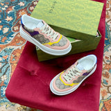 Gucci crisp white luxury sneakers view 6 retro runner design