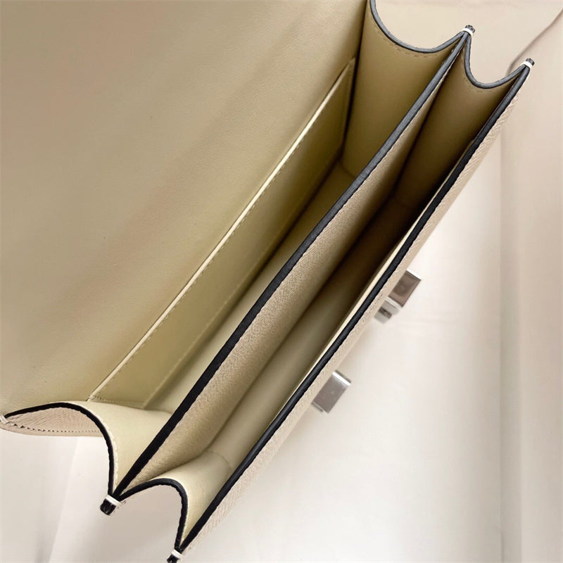 Side view of effortless structured handbag