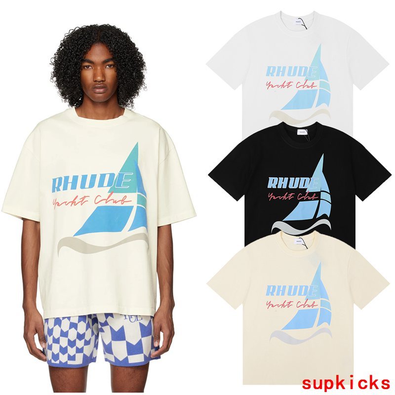 Front view of Rhude luxury clothing with relaxed-fit cut