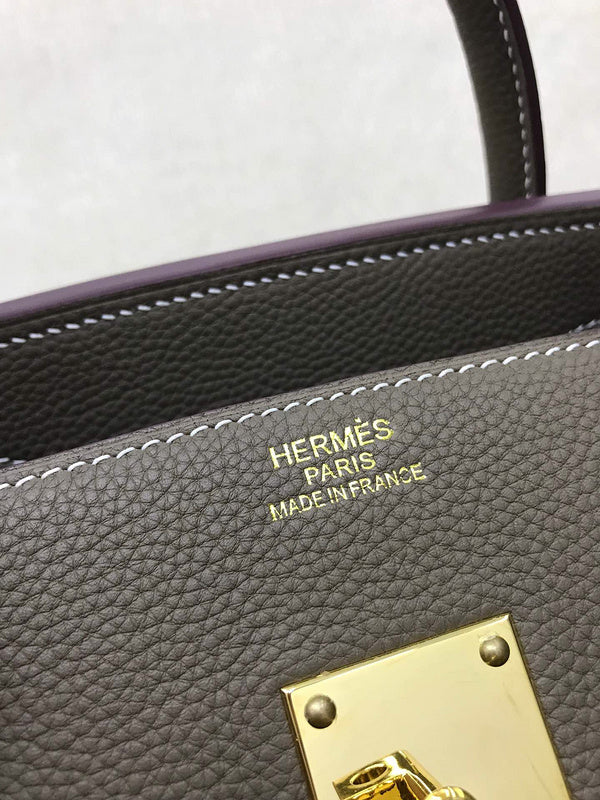 Side view of considered structured handbag