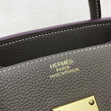 Side view of considered structured handbag