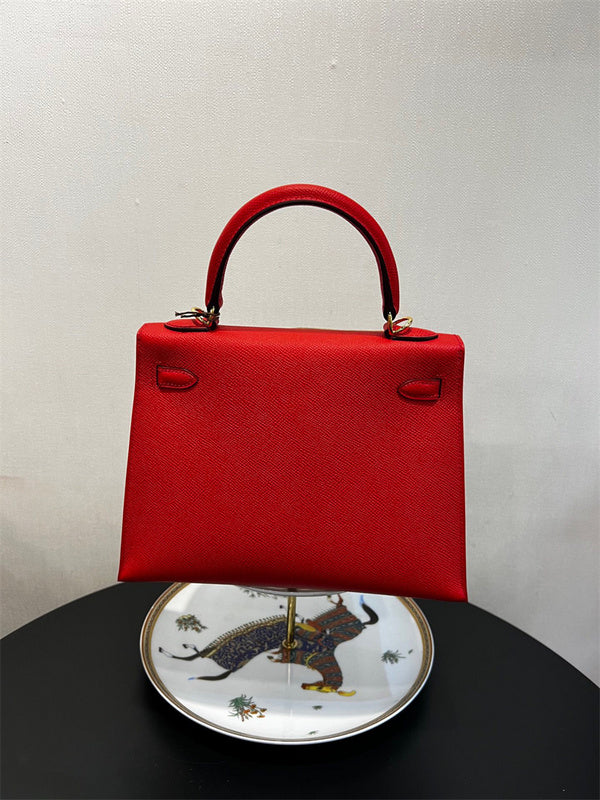 Side view of elegant structured handbag