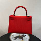 Side view of elegant structured handbag