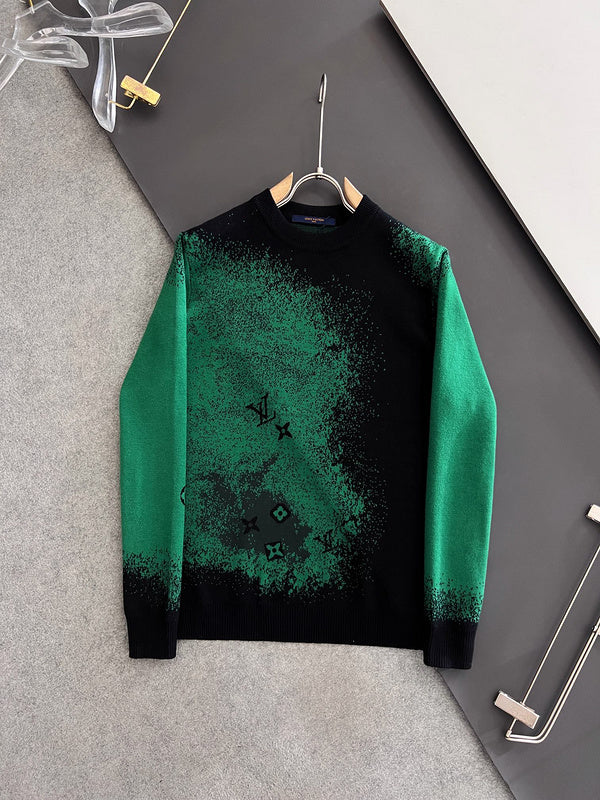 Front view of Louis Vuitton luxury clothing with runway-inspired design