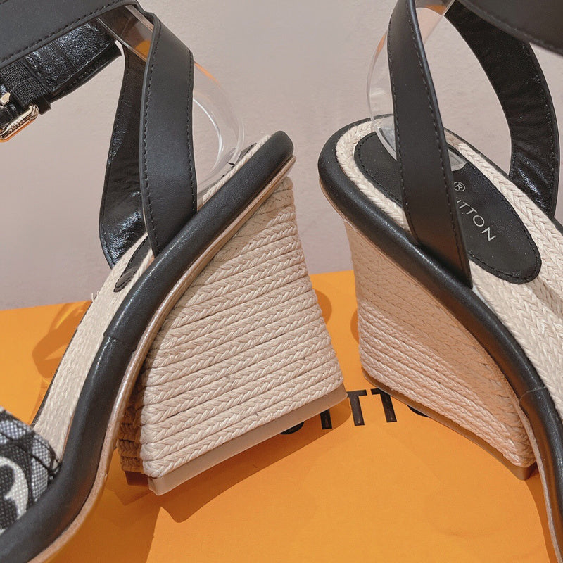 Louis Vuitton Burgundy Platform Heels - Angled View